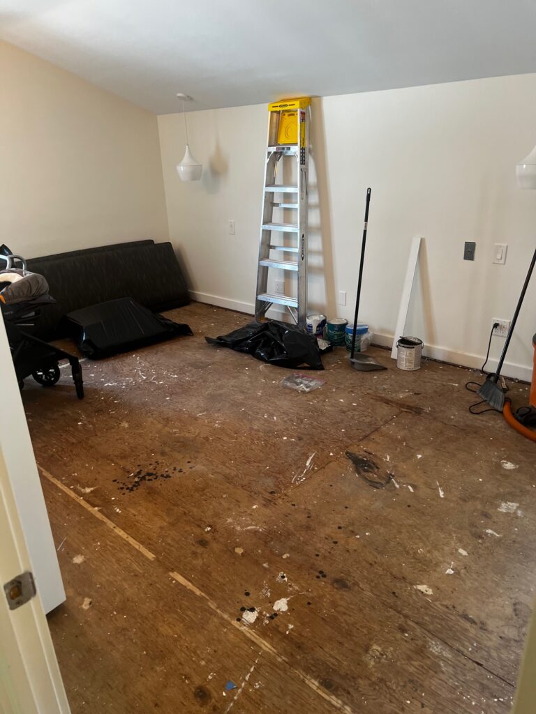 bare floor before engineered hardwood floor installation